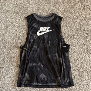 Nike Black and Gray Tie-Dye Tank Top